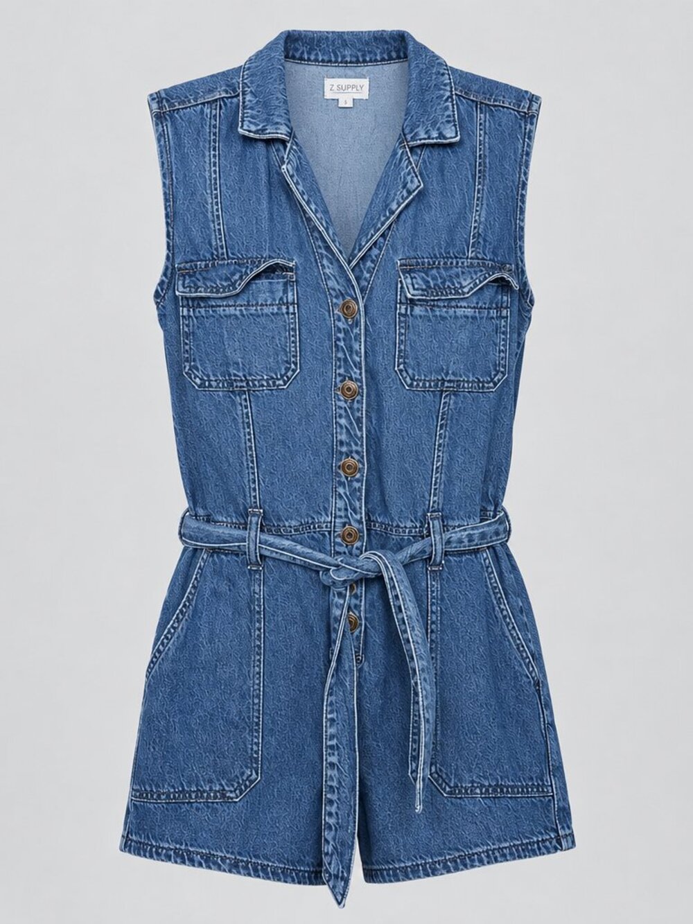 Z Supply Denim Utility Romper Size XS
